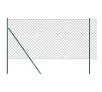 vidaXL Clôture en maillon de chaîne avec 7 poteaux, 1,2 x 10 m, en acier galvanisé. Surface lisse, couleur verte. Idéale pour l'extérieur, c'est une barrière de sécurité pour le jardin ou un enclos.