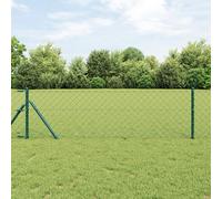 Vidaxl Clôture En Maillons De Chaîne Avec 7 Poteaux 0.6x10 M En Acier Galvanisé Vert