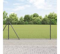 vidaXL Clôture en métal soudé avec 13 poteaux gris 0.8x25 m en acier