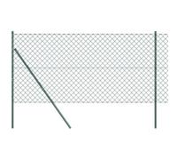 vidaXL Clôture en Treillis avec poteaux Vert 1.2 x 10 m Acier, Panneaux de clôture en Acier, durables pour Jardin et terrasse, barrière privée, séparateur de Jardin, extérieur