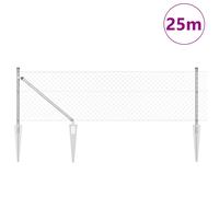Clôture en Treillis Métallique avec 13 Pieux Ancrés 0.8x25 m Acier Galvanisé 3351220