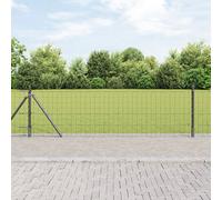 Vidaxl Clôture Euro Avec 13 Poteaux À Brides 0,6x25 M En Acier Galvanisé