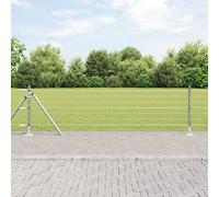 Vidaxl Clôture Euro Avec 13 Poteaux À Flasque 0,6x25 M En Acier Galvanisé