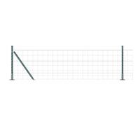 vidaXL Clôture Euro avec 13 Poteaux Flangés 0.6X25 m Acier Galvanisé Vert | Clôture Extérieure Durable, Résistante aux UV et Élégante - Parfaite pour Les Limites de Jardin Ou Le Support de Structures