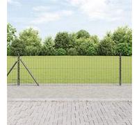 Vidaxl Clôture Euro Avec 13 Poteaux Flangés 0.4x25 M En Acier Galvanisé