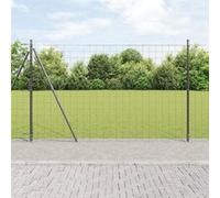 Clôture Euro avec 7 poteaux à bride 1,5x10 m en acier galvanisé 3350929