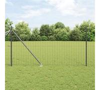 vidaXL Clôture Euro avec 7 poteaux à pointe 1,4x10 m en acier galvanisé gris 3350655 Gris