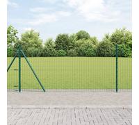 Vidaxl Clôture Euro Avec 7 Poteaux Flangés 0.8x10 M Acier Galvanisé