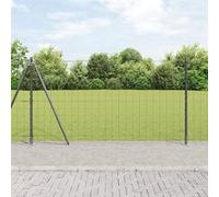 vidaXL Clôture Euro avec 7 poteaux flangés 1,2x10 m en acier galvanisé 3350927 Gris G