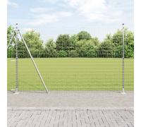 Vidaxl Clôture Euro Avec 7 Poteaux Flangés 1.6x10 M Acier Galvanisé