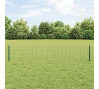 Vidaxl Clôture Euro De Avec 5 Poteaux En U Vert 0.4x10 M En Acier