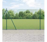 vidaXL Clôture grillagée soudée avec 13 poteaux verts de 1.5x25 m en acier