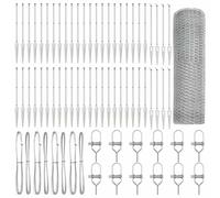 Clôture Hexagonale Vidaxl 0.4x100 M Acier Galvanisé, Poteaux De Clôture Vidaxl Avec Piquet 13 Pcs Ø32 Mm 60 Cm Acier Galvanisé