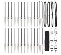 Clôture Hexagonale Vidaxl Gris 0.4x50 M Acier, Poteaux De Clôture Vidaxl Avec Pointe 13 Pcs Ø32 Mm 60 Cm En Acier Galvanisé