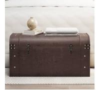 vidaXL Coffre à trésors avec loquets marron foncé contreplaqué, boîte à trésors, coffre à jouets, boîte à trésor en bois, 4010548