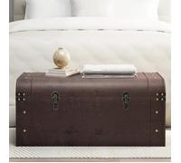 vidaXL Coffre à trésors avec loquets marron foncé contreplaqué, boîte à trésors, coffre à jouets, boîte à trésor en bois, 4010549