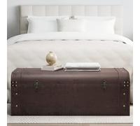 vidaXL Coffre à trésors avec loquets marron foncé contreplaqué, boîte à trésors, coffre à jouets, boîte à trésor en bois, 4010550