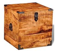 vidaXL Coffre carré en bois brut de manguier Banc Banquette Meuble de rangement