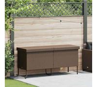 vidaXL Boîte Rangement Jardin Roues Marron 160x55x75 cm résine tressée, boîte de Rangement d'extérieur, Rangement de Coussins de Jardin, boîte de Rangement de Coussins
