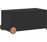 vidaXL Coffre de jardin à roulettes Noir 190L Poly rotin