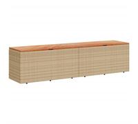 vidaXL Boîte de Rangement de Jardin, Coffre à Outils, Meuble de Rangement, Organisateur de Terrasse Patio, Beige Résine Tressée Bois d'Acacia