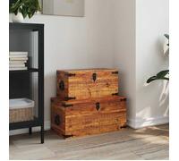 Coffre De Rangement 2 Pcs Bois Massif De Manguier Vidaxl Vidaxl Marron