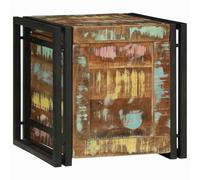 vidaXL Coffre de Rangement carré Rustique Multicolore en Bois d'acacia, pour intérieur, 40 cm x 40 cm. Fait Main, Finition Brute, Cadre en Fer Robuste. Grand Espace pour Le Salon, Parfait comme Organ