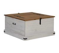 vidaXL Coffre de rangement HALDEN blanc 91x91x47 cm bois massif pin, stockage de coffre, coffre de rangement en bois, coffre 4018406