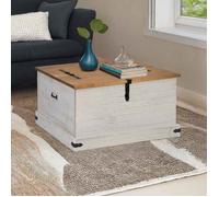 vidaXL Coffre de rangement HALDEN blanc 91x91x47 cm bois massif pin stockage de coffre coffre de rangement en bois coffre 4018406