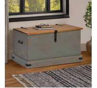 vidaXL Coffre de rangement HALDEN gris 91x48x47 cm bois massif pin, stockage de coffre, coffre de rangement en bois, malle à