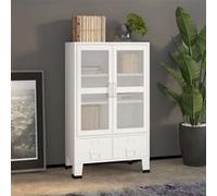 vidaXL Coffre de Rangement Industriel Armoire de Rangement Étagère Stockage Meuble de Bureau Maison Intérieur Blanc 70x40x115 cm Métal Blanc G
