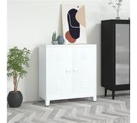 vidaXL Coffre de Rangement Industriel Armoire de Rangement Étagère Stockage Meuble de Bureau Maison Intérieur Blanc 90x40x100 cm Acier Blanc G