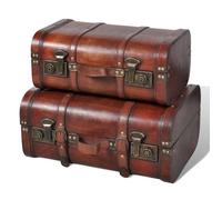 Coffre de rangement vintage Bois Marron 2 pcs Brun G