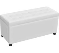 Pouf de rangement en cuir synthétique blanc - Vidaxl - Contemporain - Design - 87,5 x 36 x 41 cm
