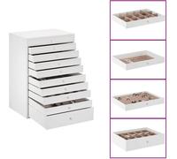 vidaXL Coffret à bijoux 10 couches avec supports pour montres blanc
