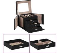 vidaXL Coffret à bijoux 4 couches avec miroir Verrouillable noir