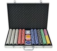 vidaXL Coffret de Poker avec 1000 Jetons Laser Aluminium Ensemble de Jetons