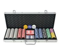 vidaXL Coffret de poker avec 500 jetons Laser Aluminium