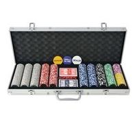 vidaXL Coffret de poker avec 500 jetons Laser Aluminium