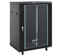 vidaXL Coffret de réseau 15U 19" IP20 Noir 53x40x80 cm, Coffret de réseau sur Pied, Armoire de données, Support de réseau
