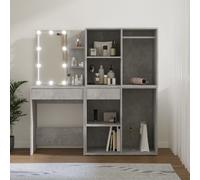 vidaXL Coiffeuse à LED avec 2 Armoires Table Cosmétique Coiffeuse de Maquillage Table à Bijoux Chambre à Coucher Gris Béton 3082030
