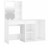 Vidaxl Coiffeuse À Led Avec Armoire Blanc Brillant Bois D'ingénierie Blanc