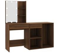vidaXL Coiffeuse à LED avec Armoire Table de Coiffeuse Table de Maquillage Meuble de Chambre à Coucher Intérieur Chêne 3120187