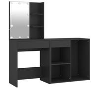 Vidaxl Coiffeuse À Led Avec Armoire Noir Bois D'ingénierie Marron