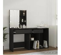 Vidaxl Coiffeuse À Led Avec Armoire Noir Bois D'ingénierie Marron