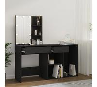 vidaXL Coiffeuse à LED avec armoire noir bois d'ingénierie