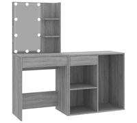 Vidaxl Coiffeuse À Led Avec Armoire Sonoma Gris Bois D'ingénierie Marron