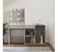 vidaXL Coiffeuse à LED avec Armoire Table Cosmétique Coiffeuse de Maquillage Table à Bijoux Chambre à Coucher Gris Béton 3082021