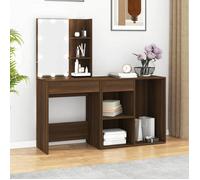 Vidaxl Coiffeuse À Led Avec Armoire Chêne Marron Bois D'ingénierie Marron