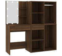 vidaXL Coiffeuse à LED avec armoires Chêne marron Bois d'ingénierie
